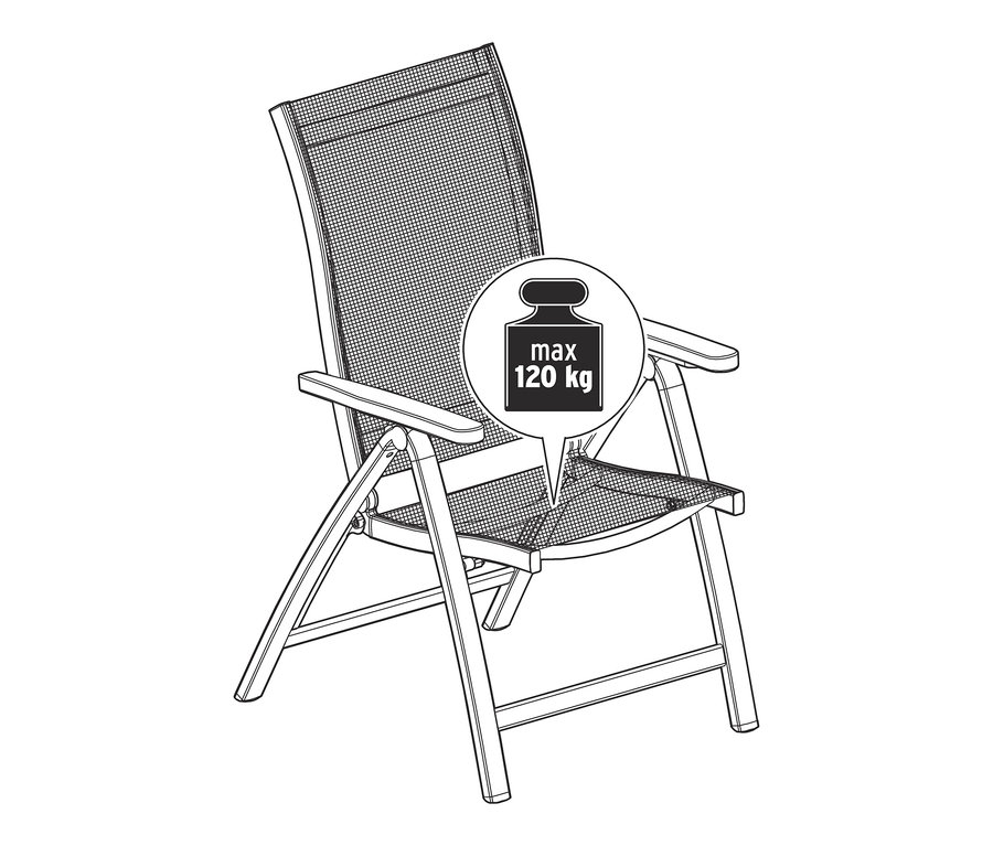 Illustration eines Hochlehners »Liska« mit verstellbarer Rückenlehne.