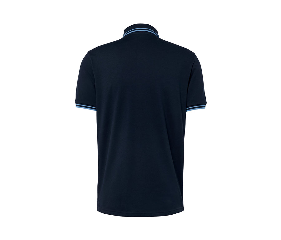 Dunkelblaues Piqué-Poloshirt.