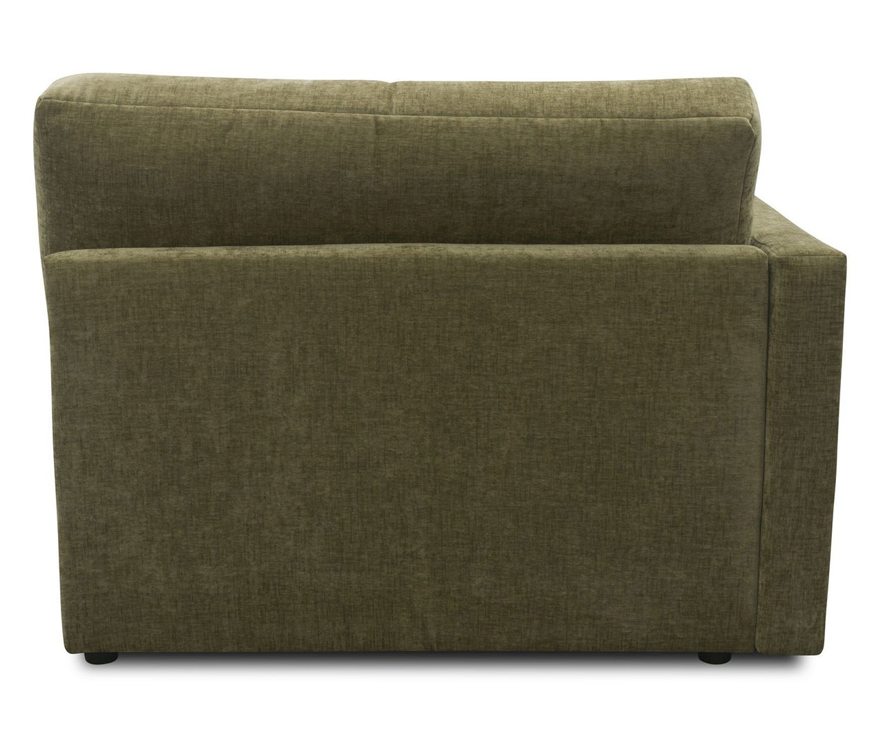 Detailansicht des olivfarbenen DOMO Longchair, linksbündig.