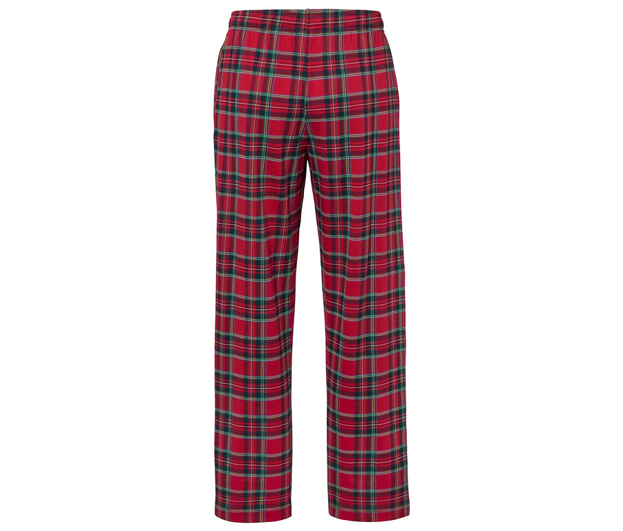Eine rote karierte Pyjamahose.