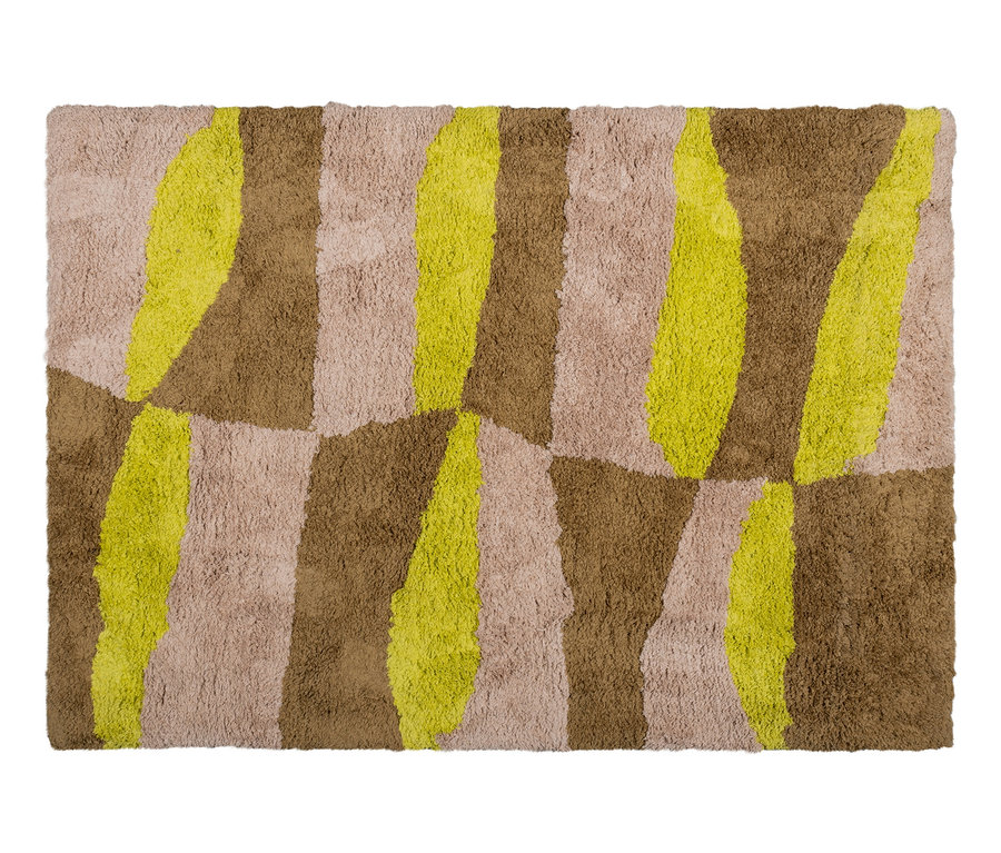 Woood Teppich »Musa«, 170 x 240 mit braunen, beige und limettengrünen Mustern.