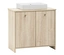Waschtisch »Sonderby« in Nordic Light Oak mit weißem Aufsatzwaschbecken.