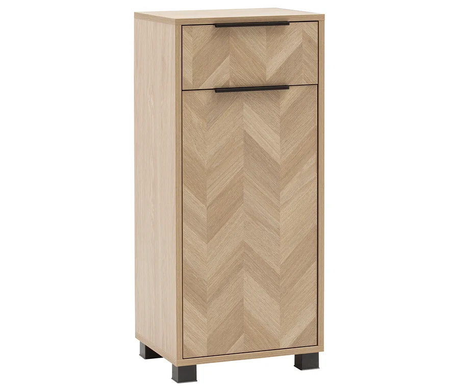 Schildmeyer Highboard »400« in Eichenoptik mit zwei Schubladen und einer Tür.