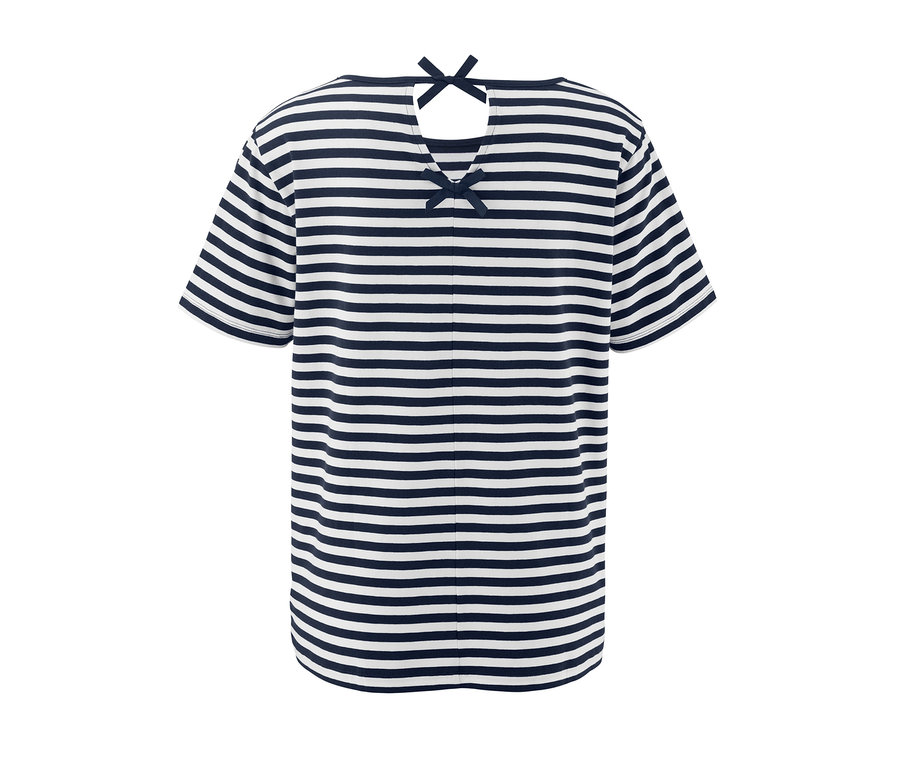Gestreiftes Kurzarmshirt mit Zierschleifen am Rücken.