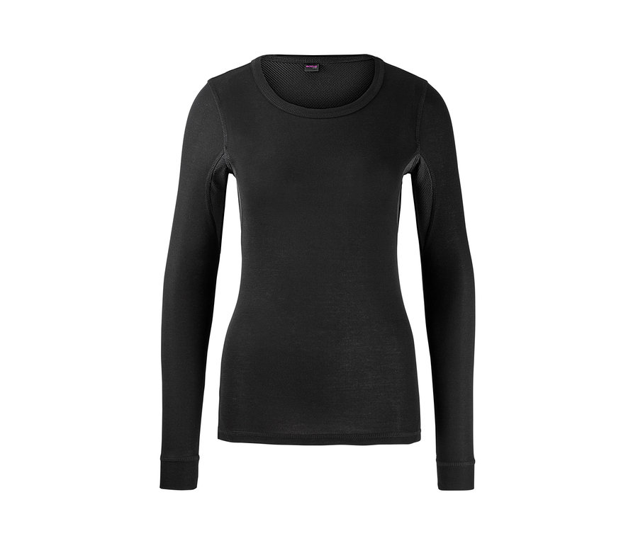 Schwarze Thermo-Funktionsunterwäsche mit langen Ärmeln.