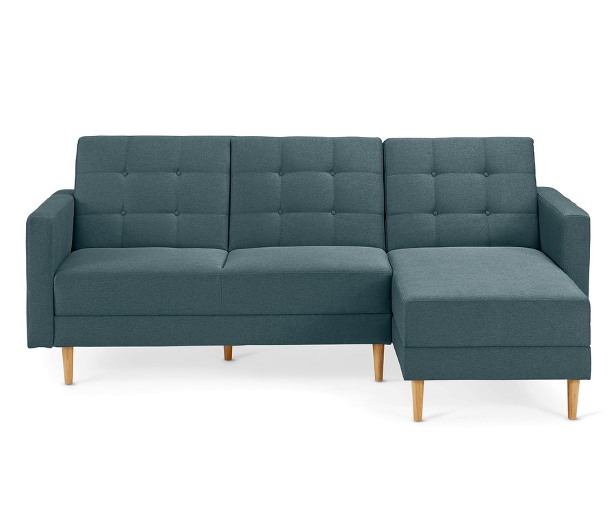 Blau-graues Federkern-Eckschlafsofa »Just Relax« mit Stauraumbank.