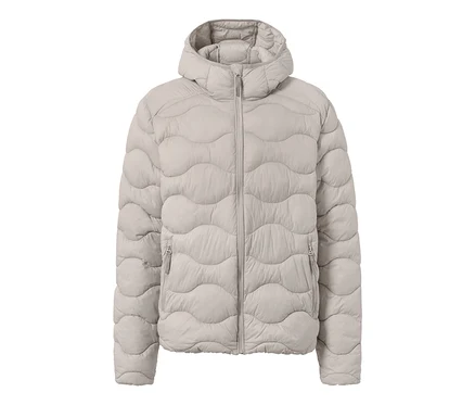 Beige Steppjacke.