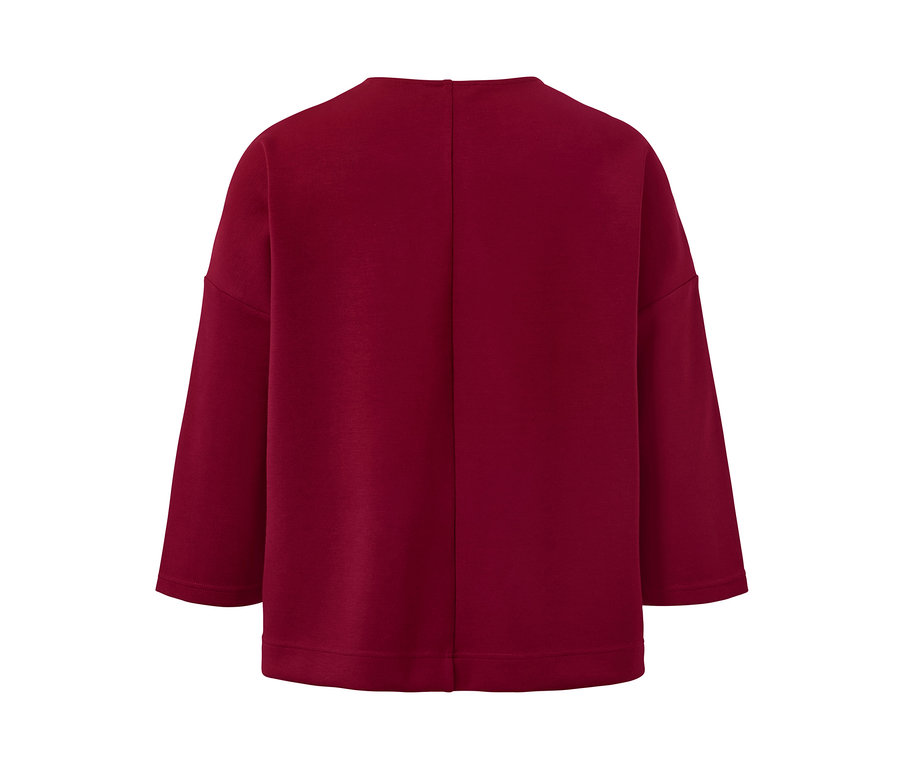 Bordeauxrotes Sweatshirt mit 3/4-Arm.