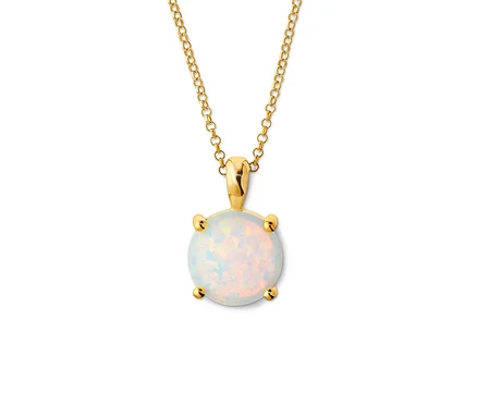 Goldene 925 Silber Kette mit synthetischem Opal.