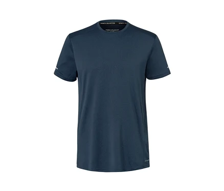 Blau meliertes Funktionsshirt.