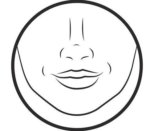 Skizze eines Gesichts mit einem Lächeln.