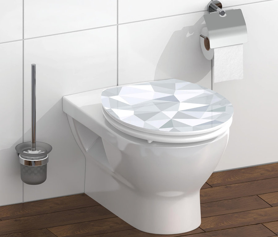 Weißes WC mit einem MDF WC-Sitz, High Gloss Geo.