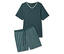 Dunkelblauer Schlafanzug mit Kurzarm-T-Shirt und Shorts mit geometrischem Muster.
