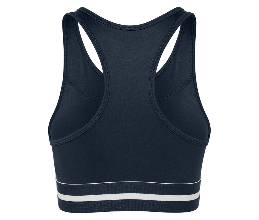 Rückansicht des blauen Sport-Bustiers »Crop Top«.