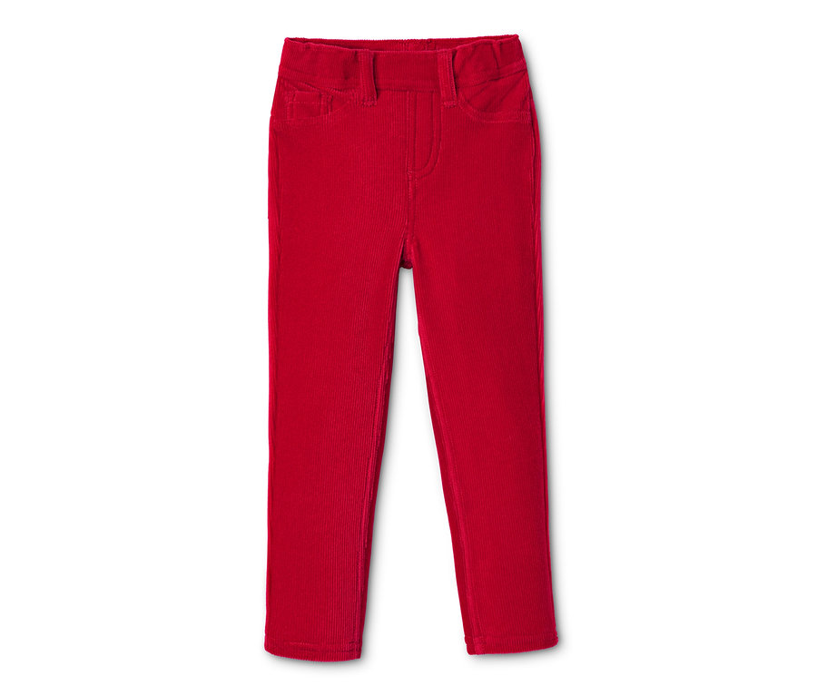 Rote Cordtreggings auf weißem Hintergrund.