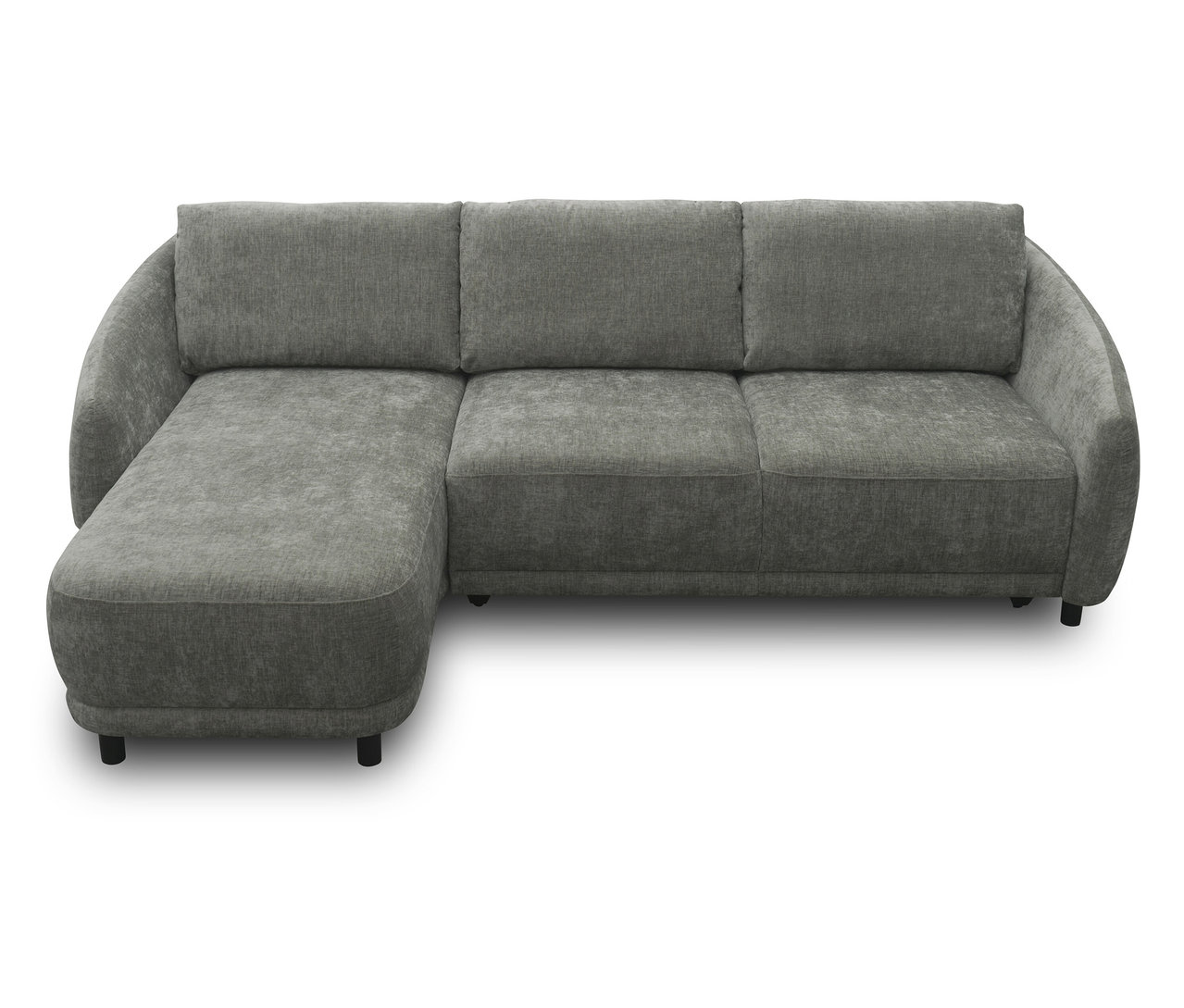 Graues DOMO Ecksofa Longchair, linksbündig.