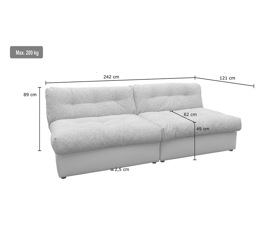 Abbildung eines DOMO Sofa »800 026«, Bigsofa, mit Maßangaben.