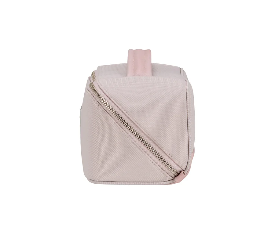 Rosafarbenes Samsonite IMAGE Toilet Kit Beautycase mit diagonalem Reißverschluss und Tragegriff.