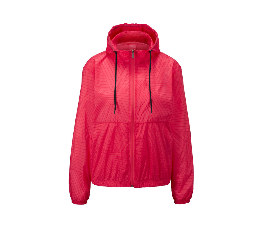 Pinke Lightweight-Sportjacke mit Reißverschluss und Kapuze.