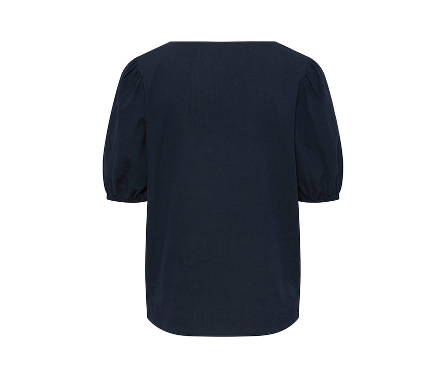 Detailaufnahme einer blauen Bluse.
