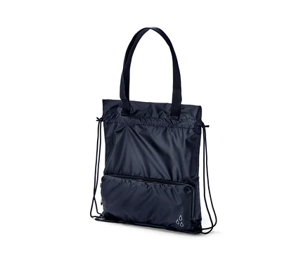 Marineblauer 2-in-1-Shopper-und-Rucksack mit Griffen und Kordelzug.
