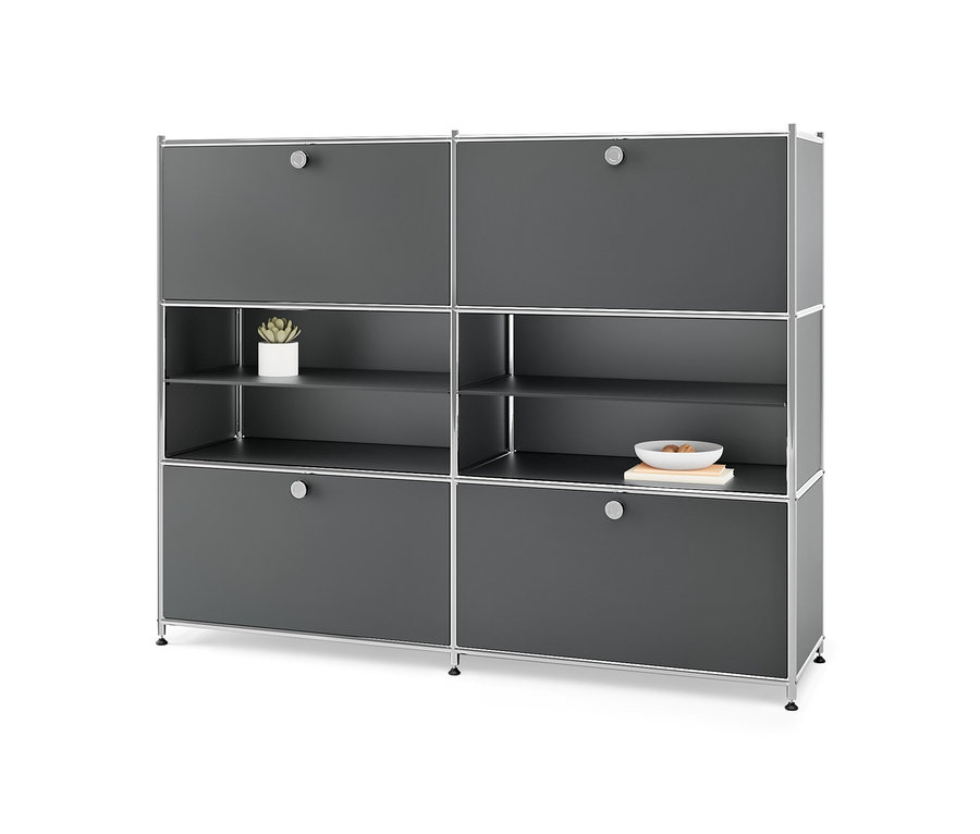 Graue Kommode Metall »CN3« mit 4 Klappenfächern.