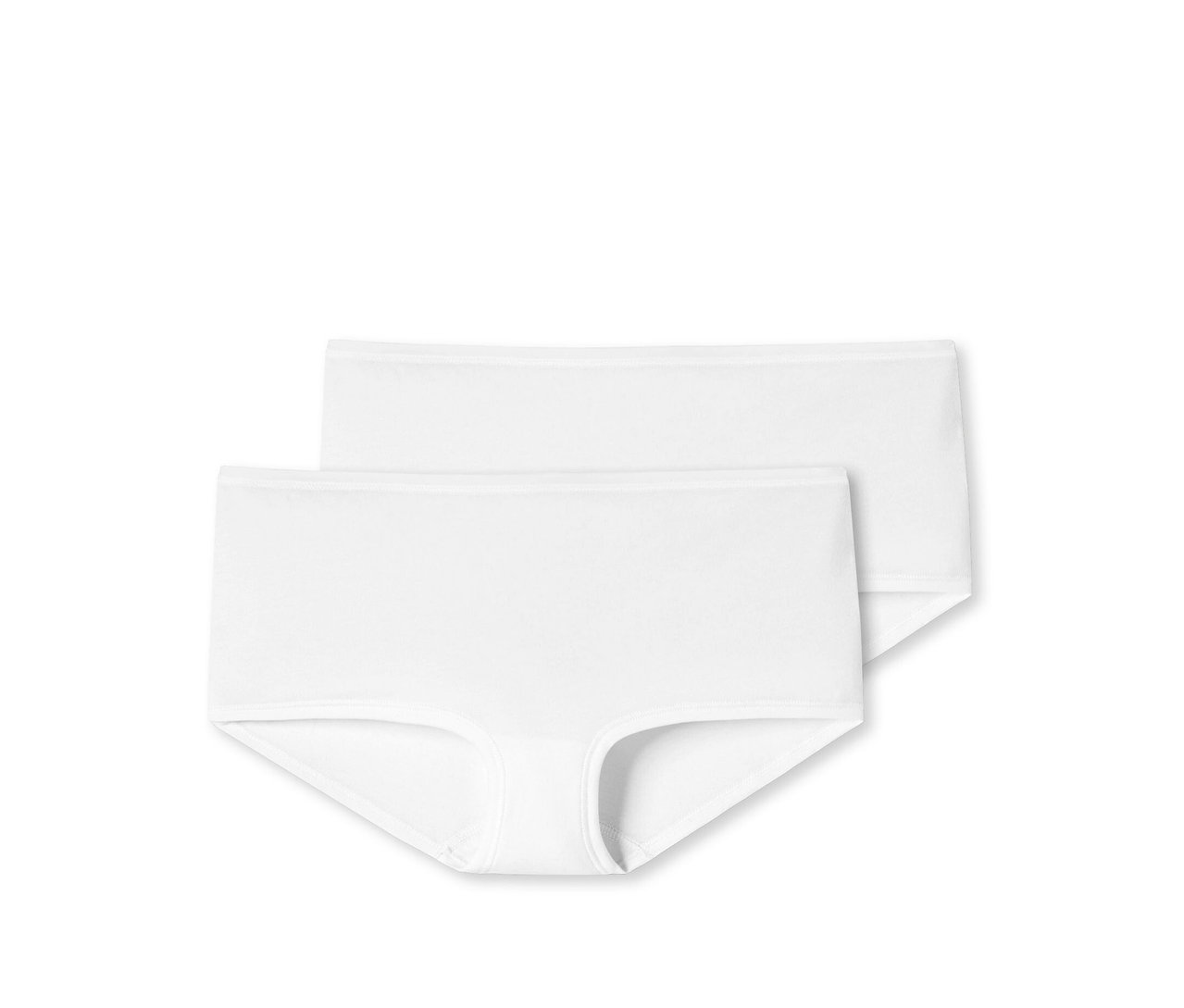 Zwei weiße SCHIESSER Shorts mit Bio-Baumwolle.