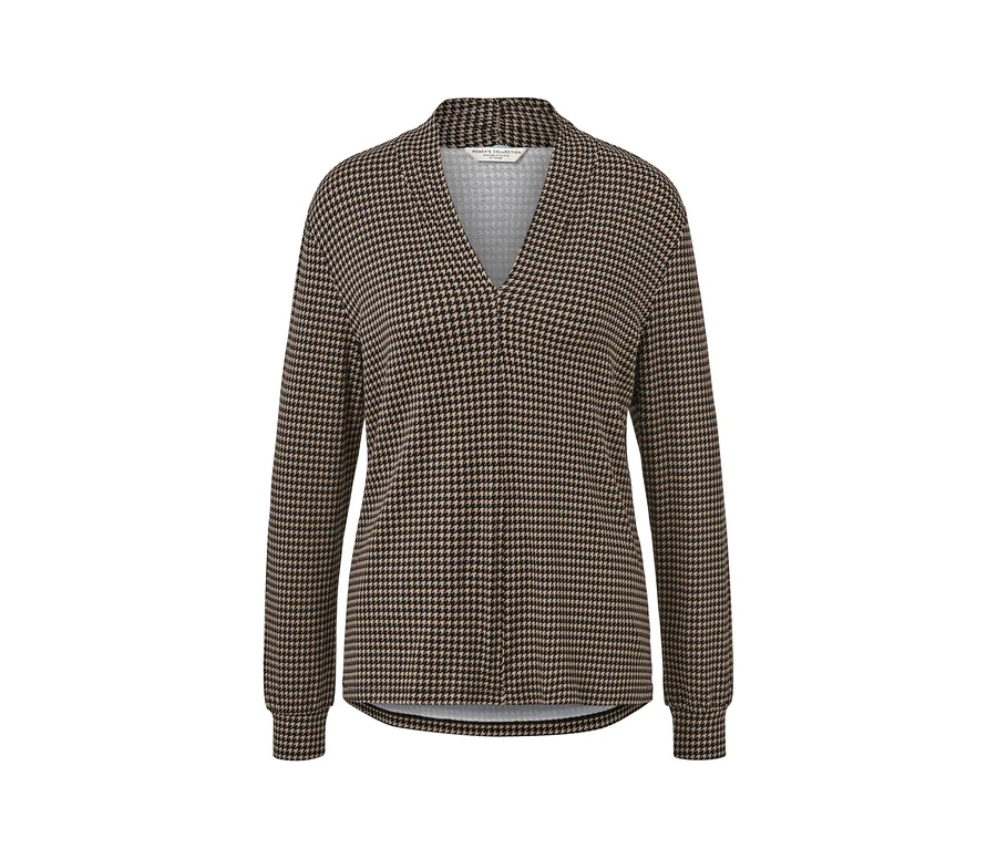 Bedrucktes Blusenshirt mit V-Ausschnitt.