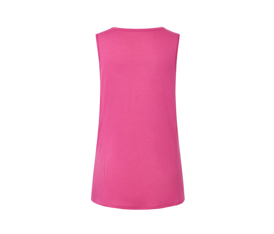 Detailansicht eines fuchsiafarbenen Sport-Tops aus einem zweiteiligen Set.