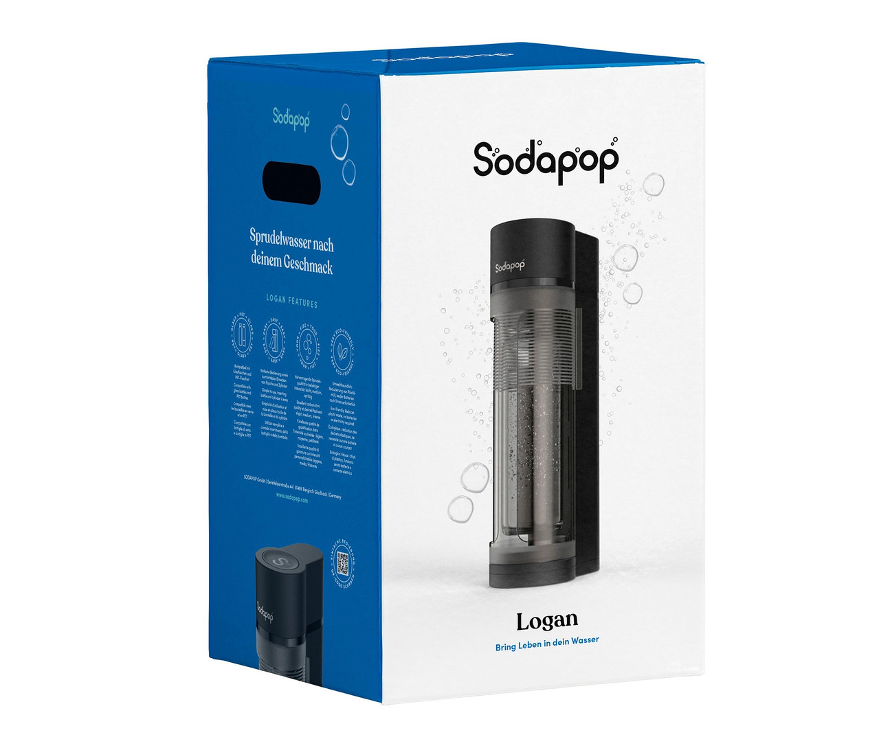 Verpackung des Sodapop Wassersprudlers »Logan«.