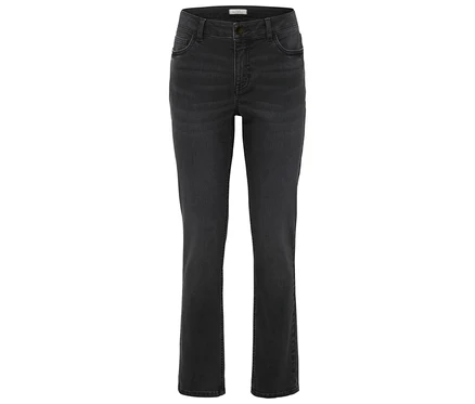 Detailaufnahme einer dunkelgrauen Jeans.