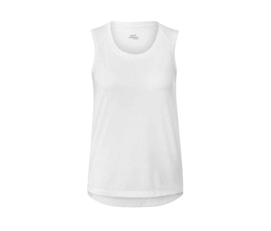 Ein weißes Sporttop aus einem zweiteiligen Set.