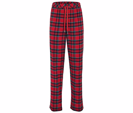 Rot karierte Hose mit rotem Kordelzug.