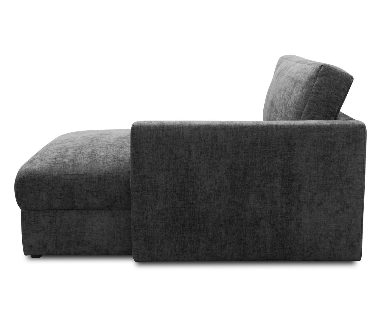 Anthrazitfarbener DOMO Longchair, linksbündig.