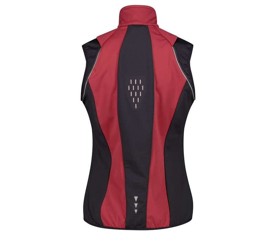 Rückansicht einer rot-schwarzen Sportweste.