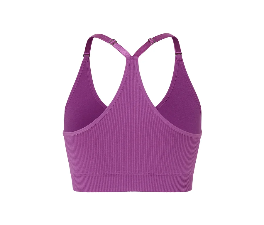 Detailaufnahme von lila Seamless-Sport-Bustier.