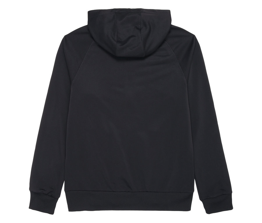 Rückansicht einer schwarzen FILA Herren-Funktions-Sweatjacke mit Kapuze.