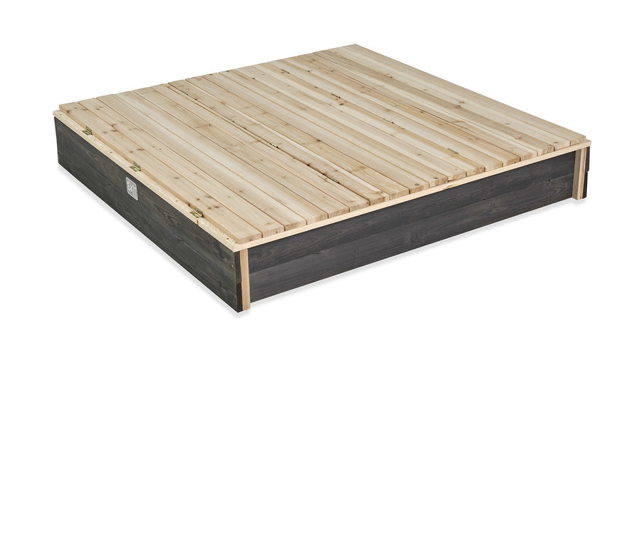 Ein rechteckiger EXIT XL-Sandkasten »Aksent« mit Holzdeckel.