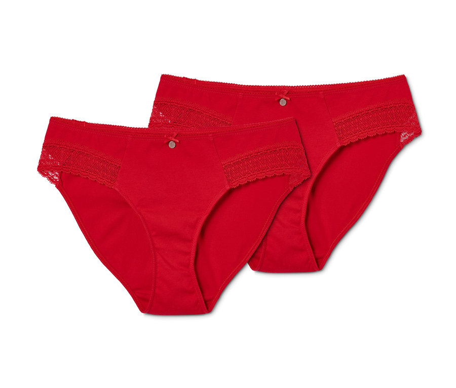 Zwei rote Slips mit Spitze.