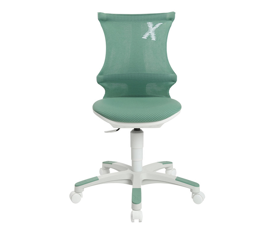 Mintfarbener Topstar Kinderstuhl »SITNESS X CHAIR 10« mit weißem Rahmen.