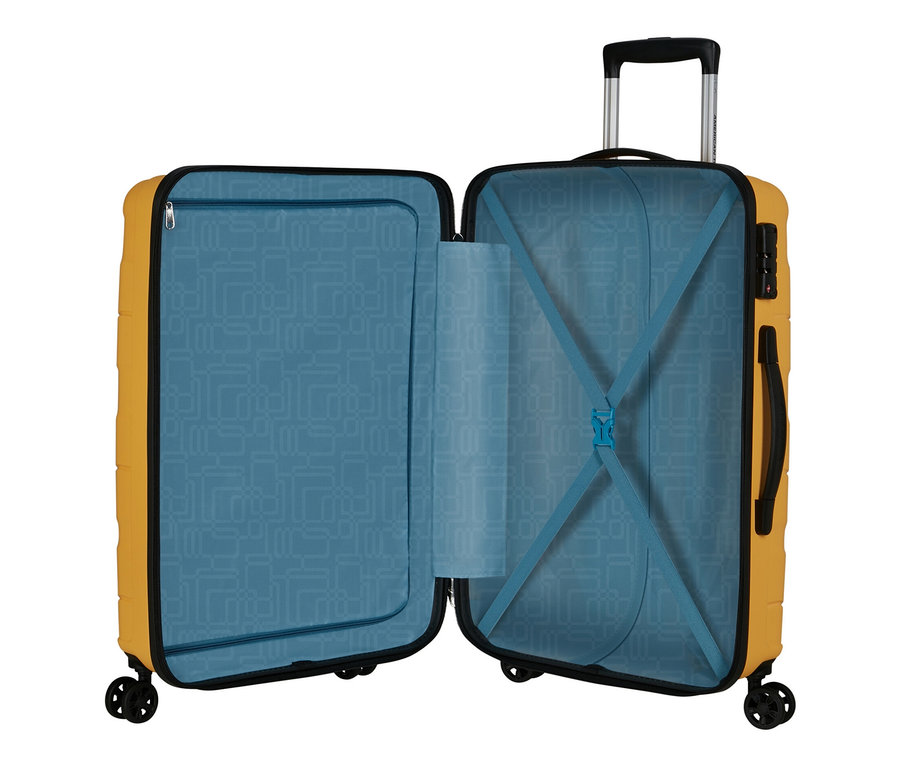 Geöffneter, mittelgroßer American Tourister »Jetdriver 3.0« Koffer in Banana Cream.