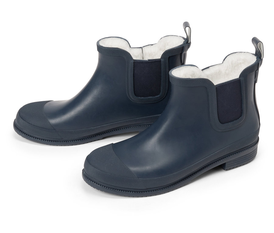 Dunkelblaue, gefütterte Kinder-Regen-Chelseaboots.