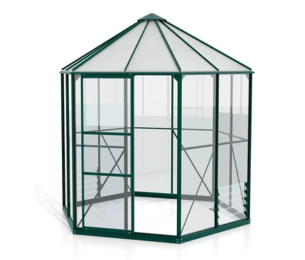 Vitavia Gewächshaus Pavillon 4,5 m² inkl. Fundamentrahmen, smaragdgrün.