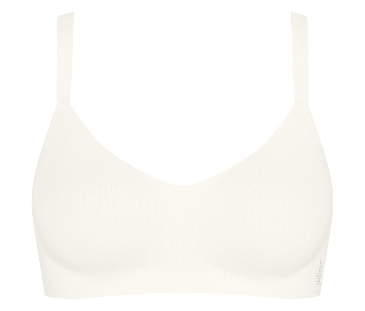 Nahaufnahme eines weißen BHs mit schmalen Trägern.