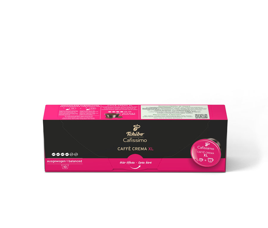 Eine Packung Cafissimo Caffè Crema XL Kapseln.