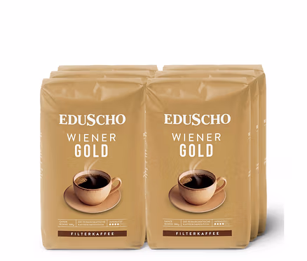 Sechs Packungen EDU Wiener Gold 500gx6 Ventil AT.