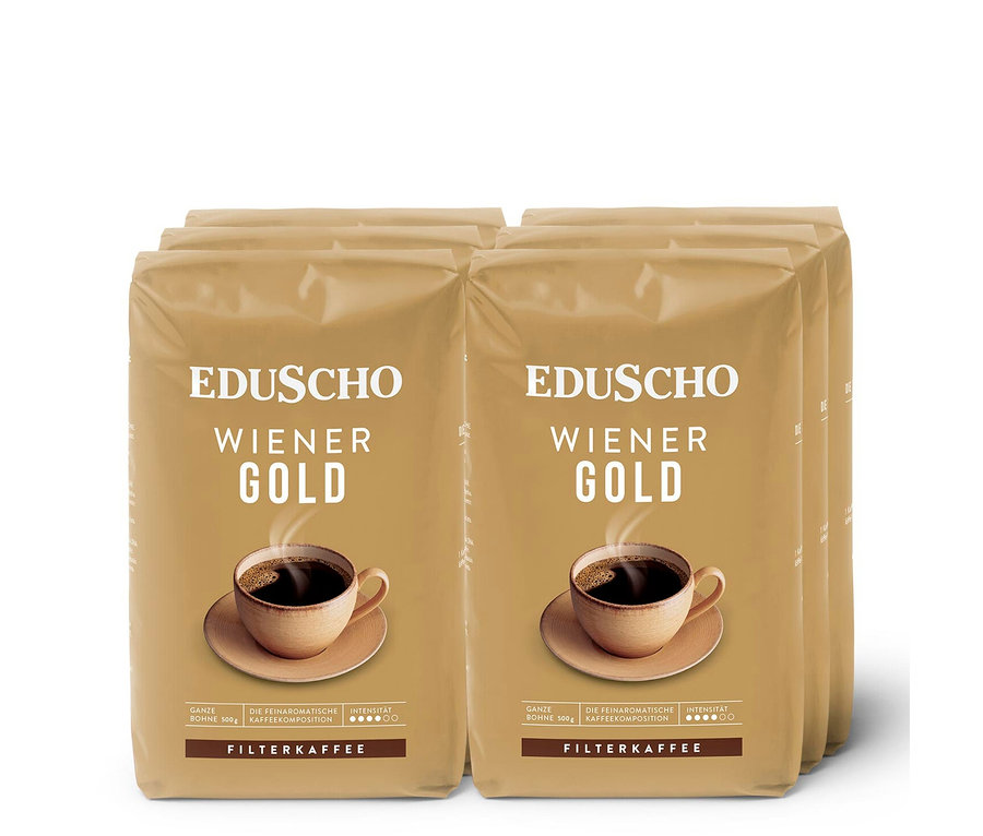 Sechs Packungen EDU Wiener Gold 500gx6 Ventil AT.