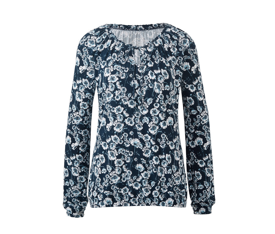 Blusenshirt mit Bindeband mit Blumenmuster.