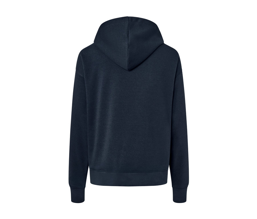 Dunkelblauer Hoodie von hinten.