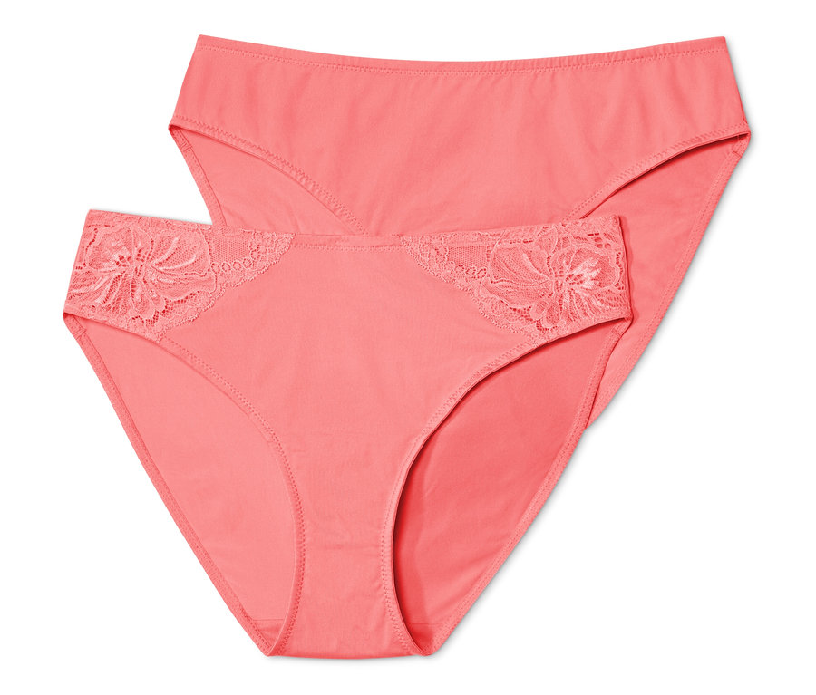 Zwei papaya-farbene Slips.